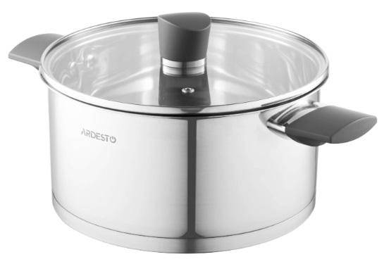 Каструля Ardesto Trento AR3639G нержавіюча сталь зі скляною кришкою 3,9 л (572602)